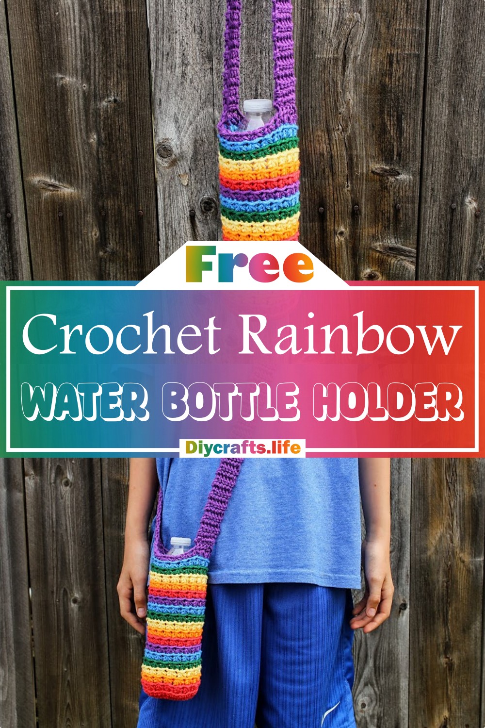 Crochet Rainbow Water Bottle Holder Pattern