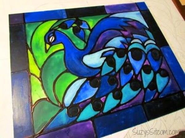 How To Make Faux Stained Glass with Acrylic Paint and Glue