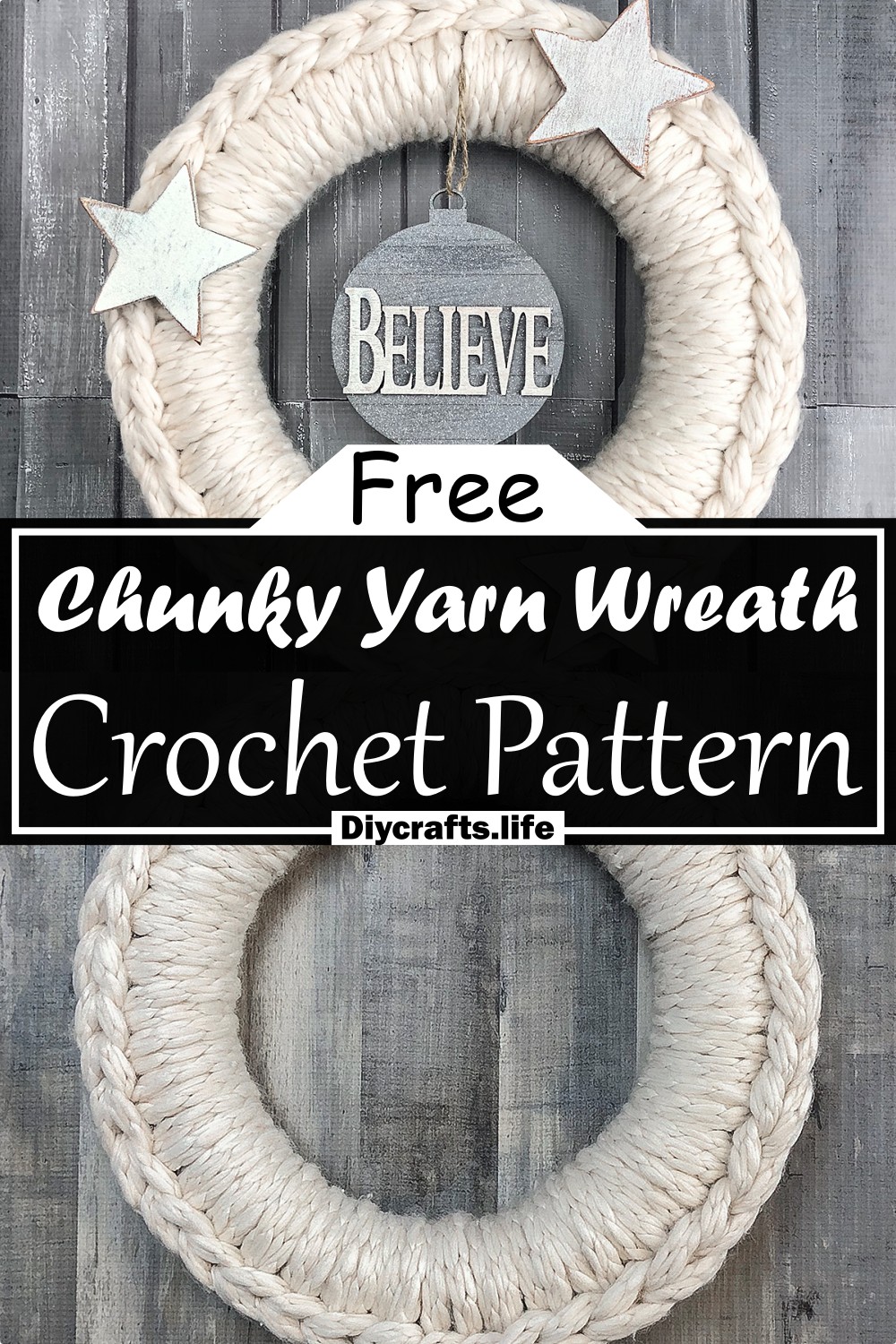 Crochet Chunky Yarn Wreath Pattern