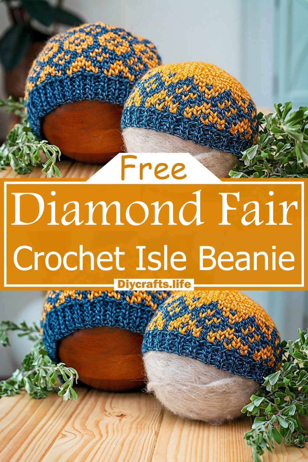 Crochet Diamond Fair Isle Beanie Pattern