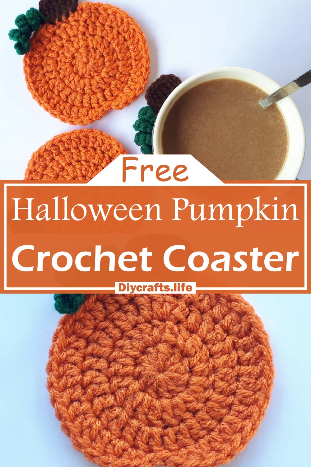 Crochet Halloween Pumpkin Coaster Pattern