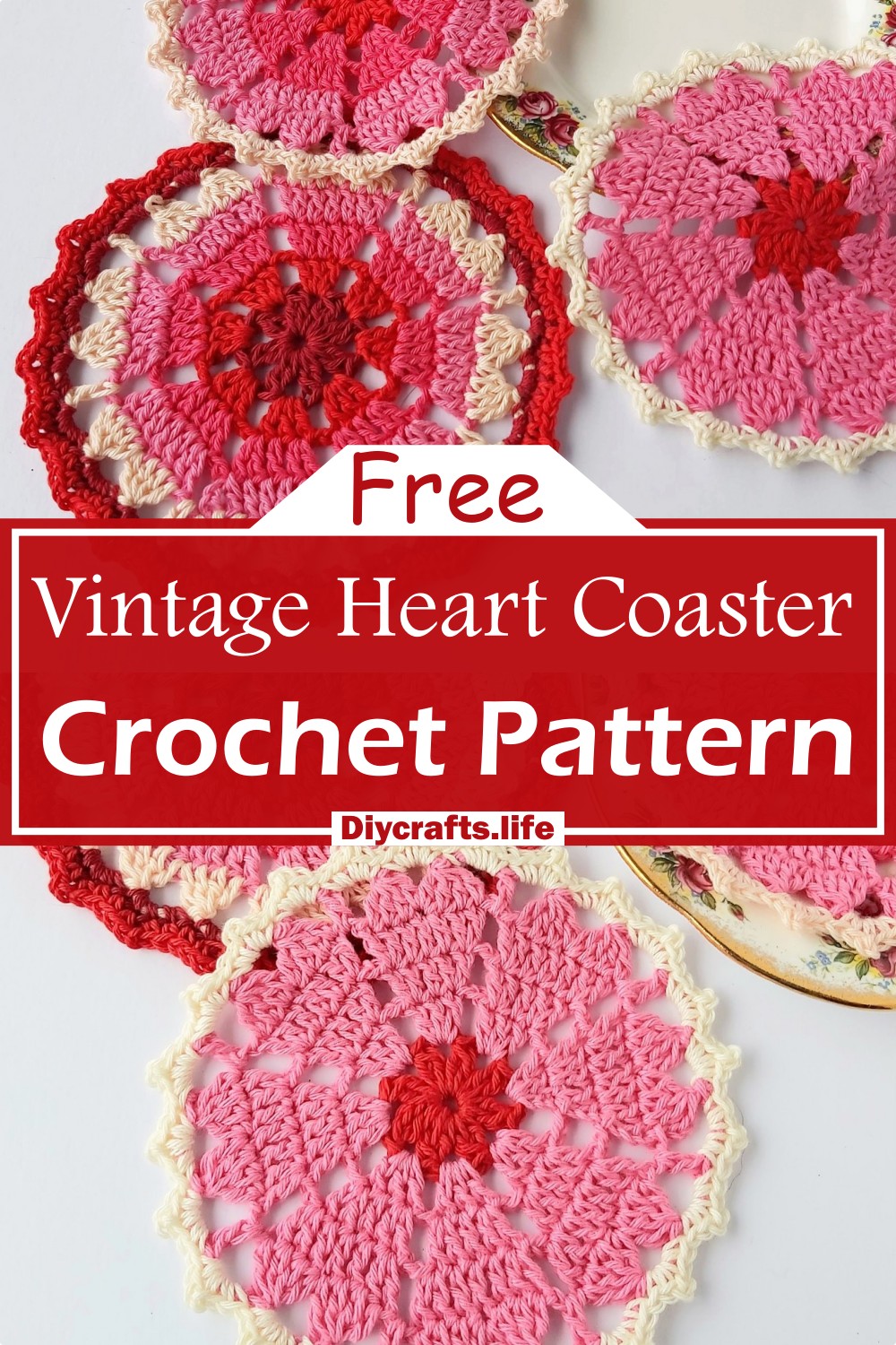Crochet Vintage Heart Coaster Pattern