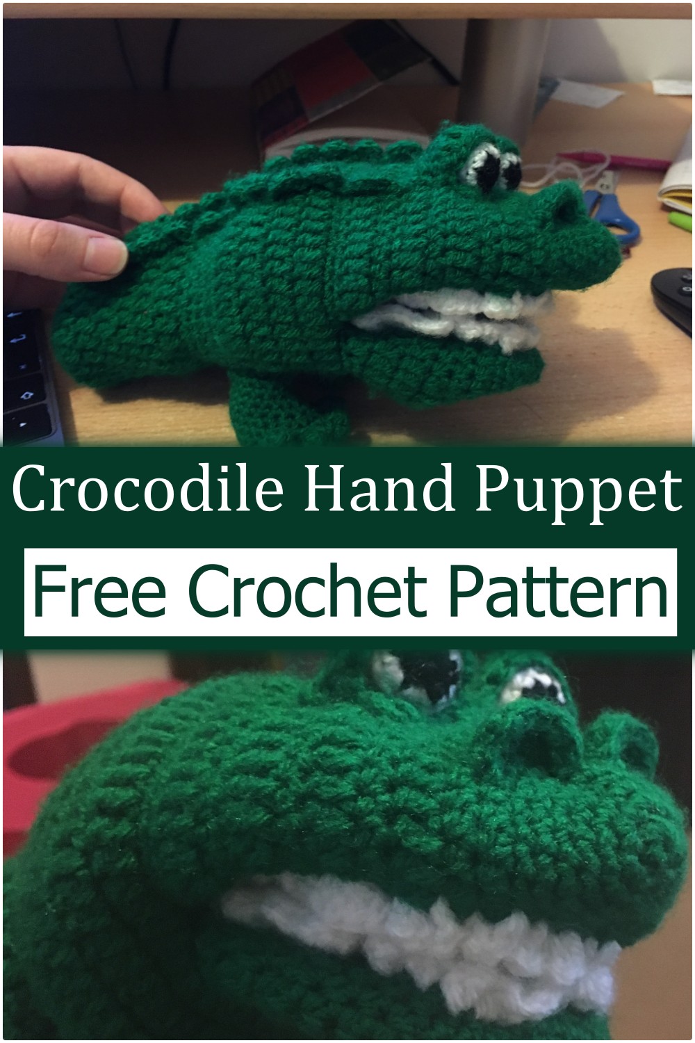 Crochet Crocodile Hand Puppet Pattern