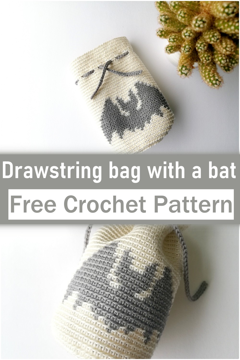 Drawstring Bag With A Bat Pattern