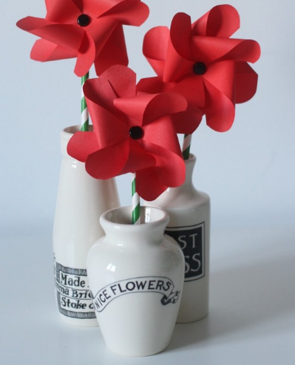 DIY Veterans Day Centerpiece With Pinwheel Poppies