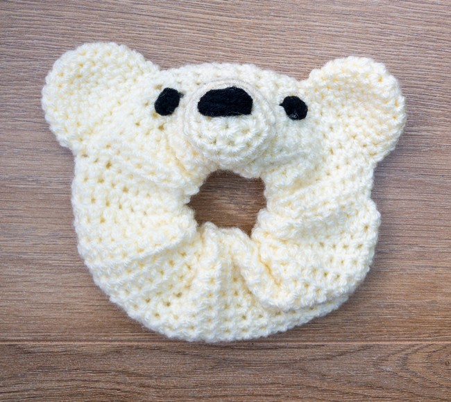Teddy Bear Crochet Scrunchie Free Pattern