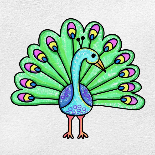 Hand Outline Peacock Drawing Tutorial For Beginners - ArtsyCraftsyDad-saigonsouth.com.vn