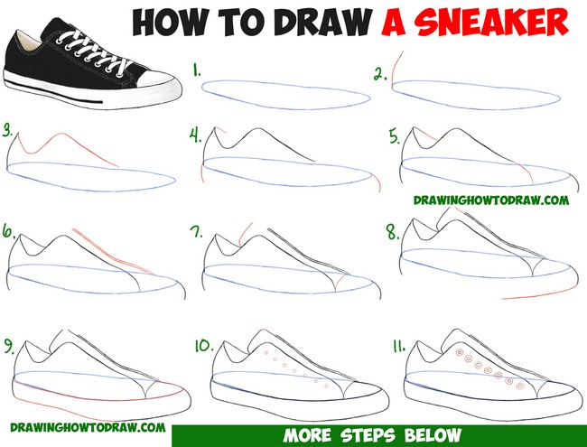 Black Converse Shoes Drawing
