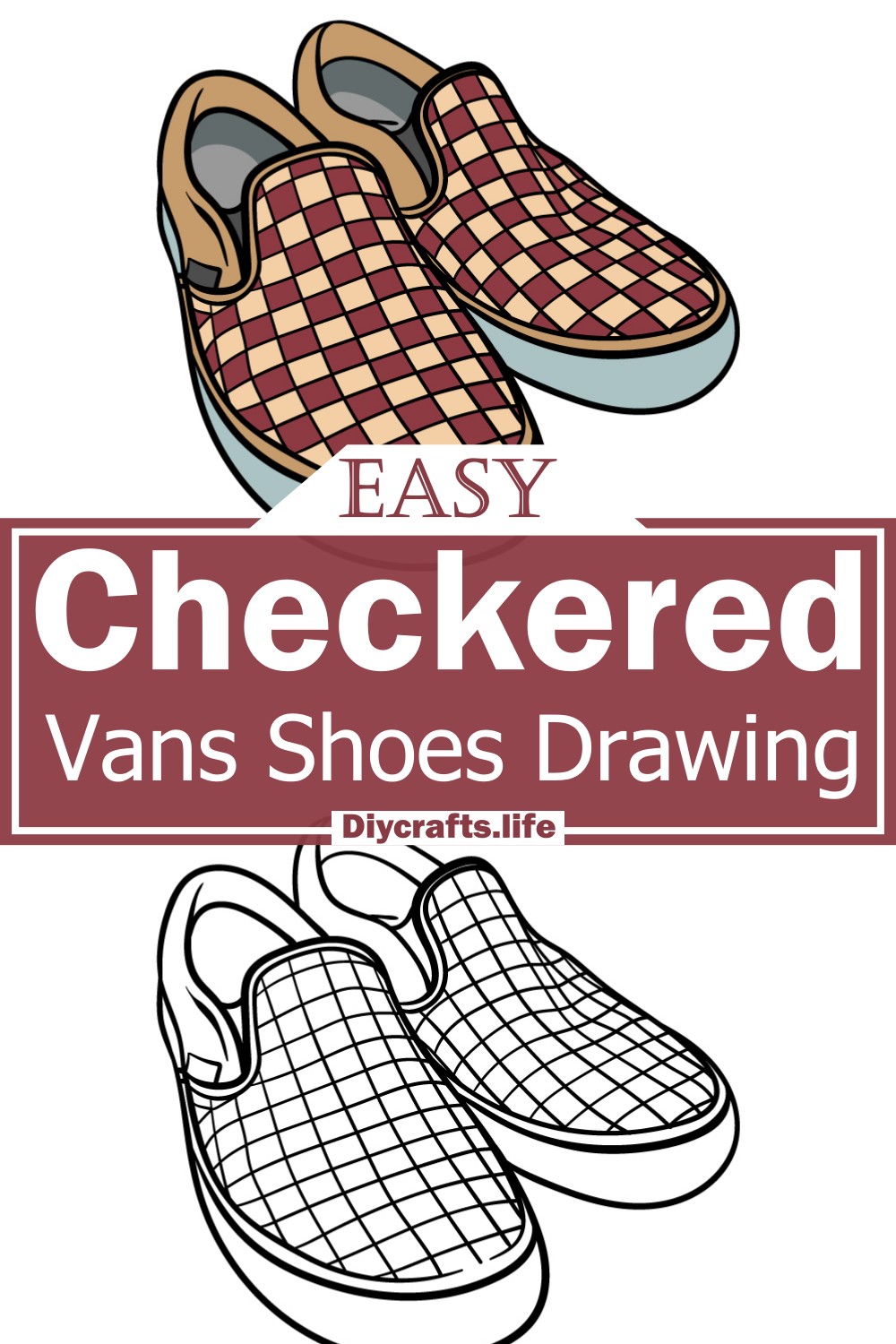 Checkered Vans Shoes Drawing