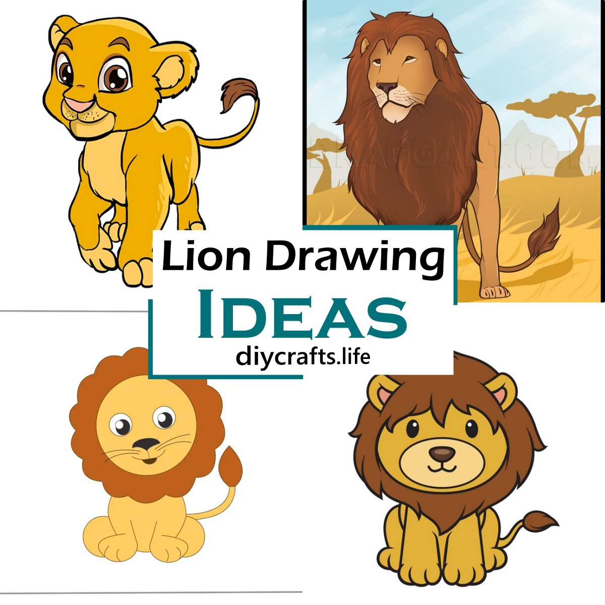 Illustration of a friendly lion on a coloring page for kids on Craiyon-saigonsouth.com.vn