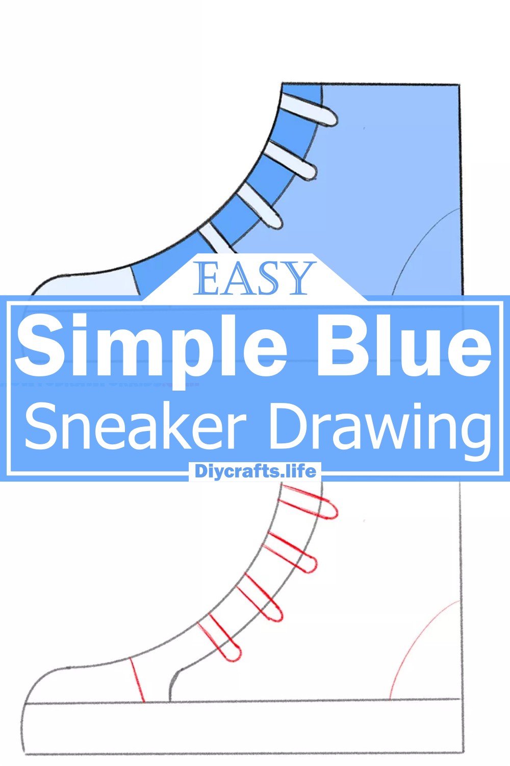 Simple Blue Sneaker Drawing
