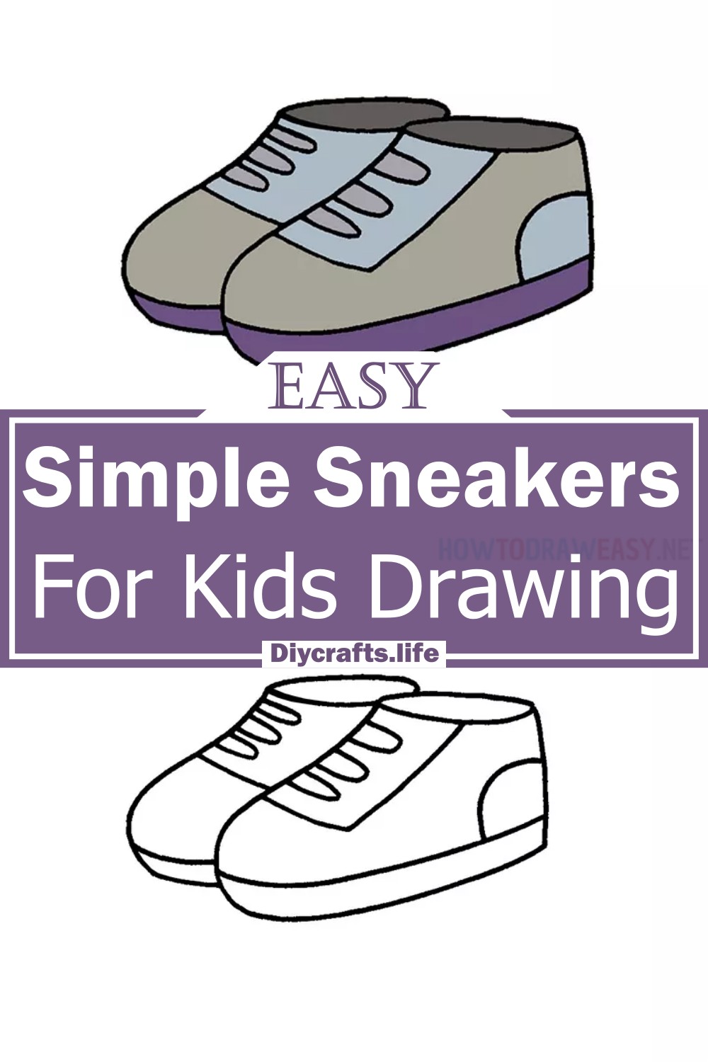 Simple Sneakers For Kids Drawing