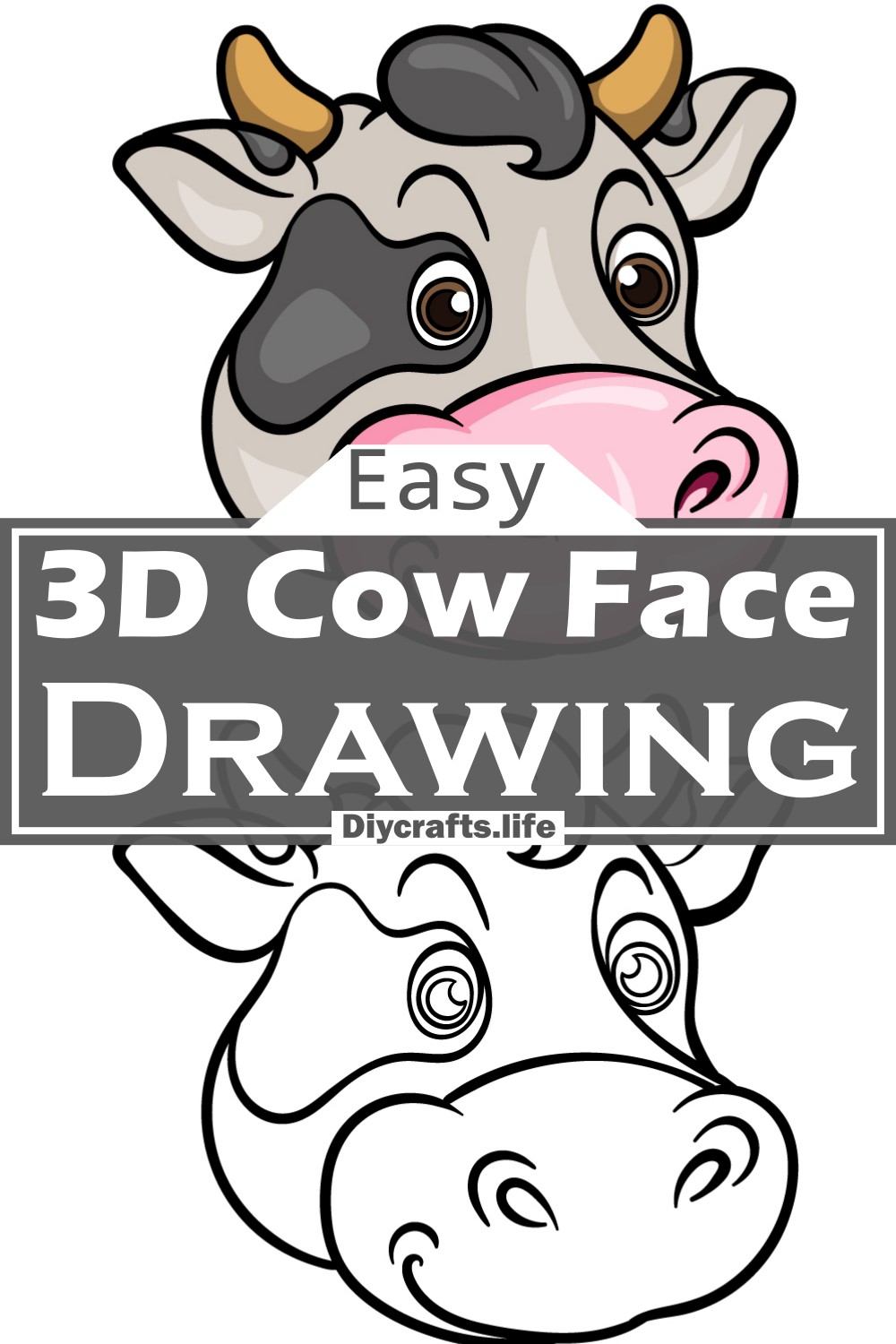3D Cow Face Drawing