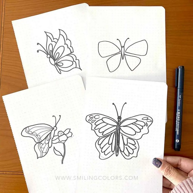 How to draw a butterfly with creative ideas | Butterfly and flowers drawing  with pencil so easy - YouTube