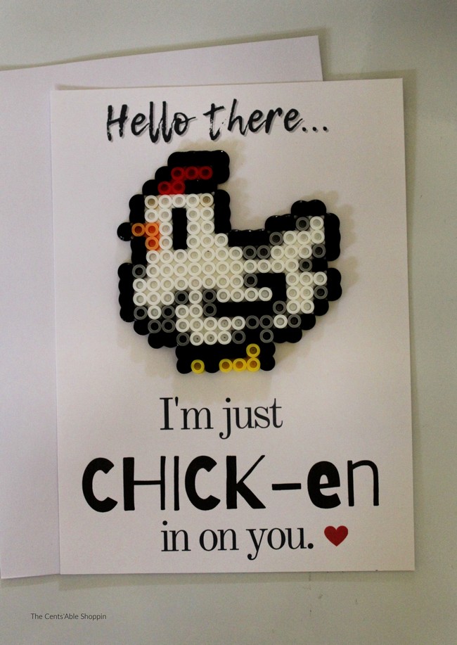 Chicken Perler Beads Card