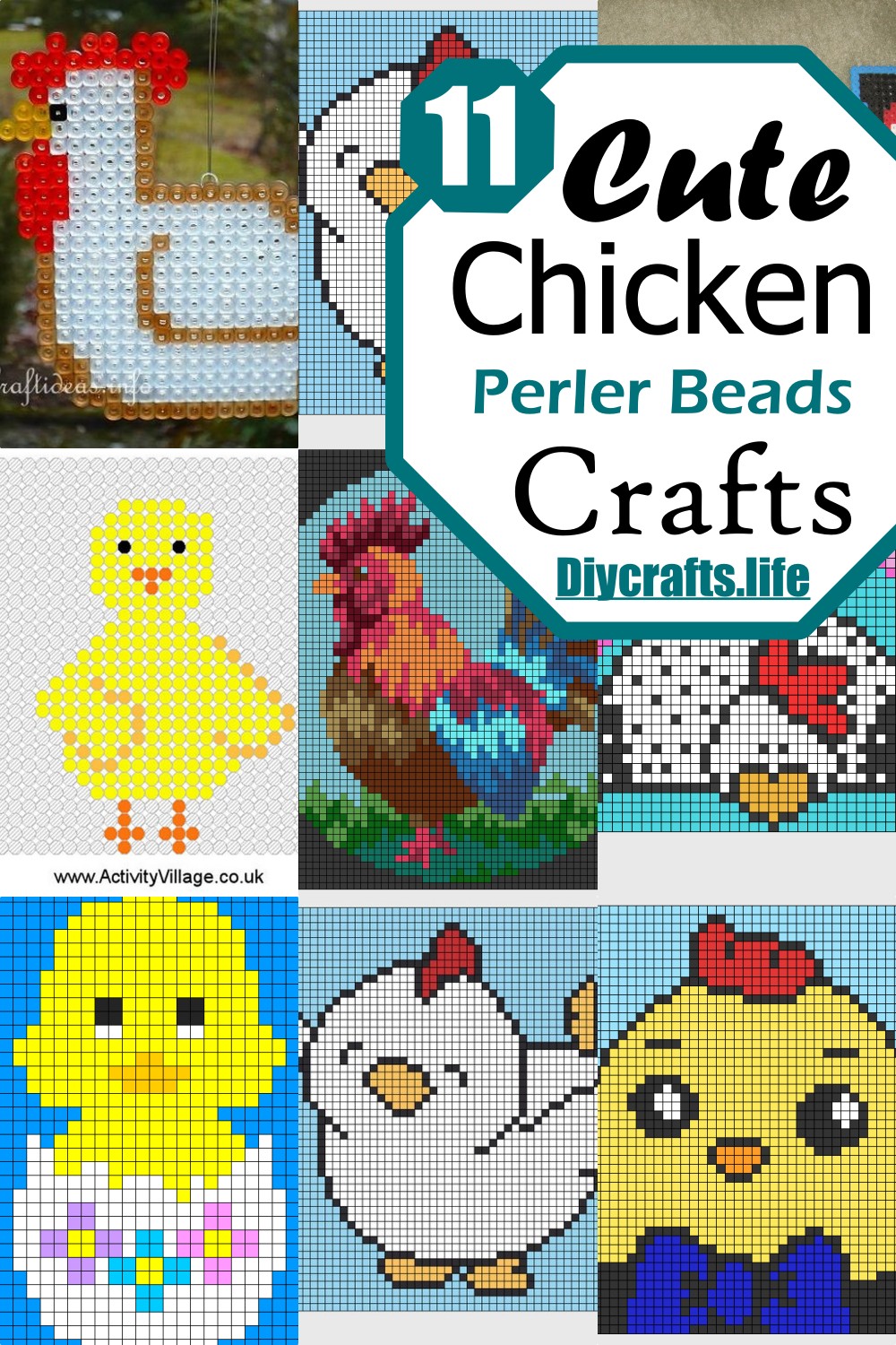 Cute Chicken Perler Beads Crafts