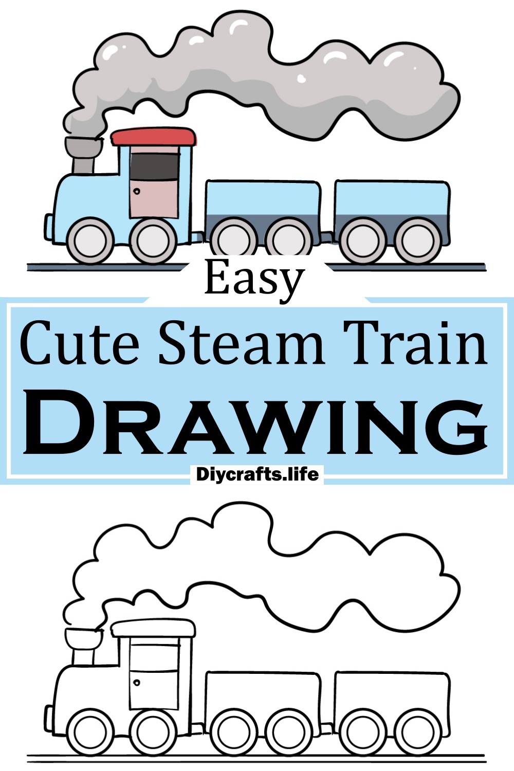 Cute Steam Train Drawing