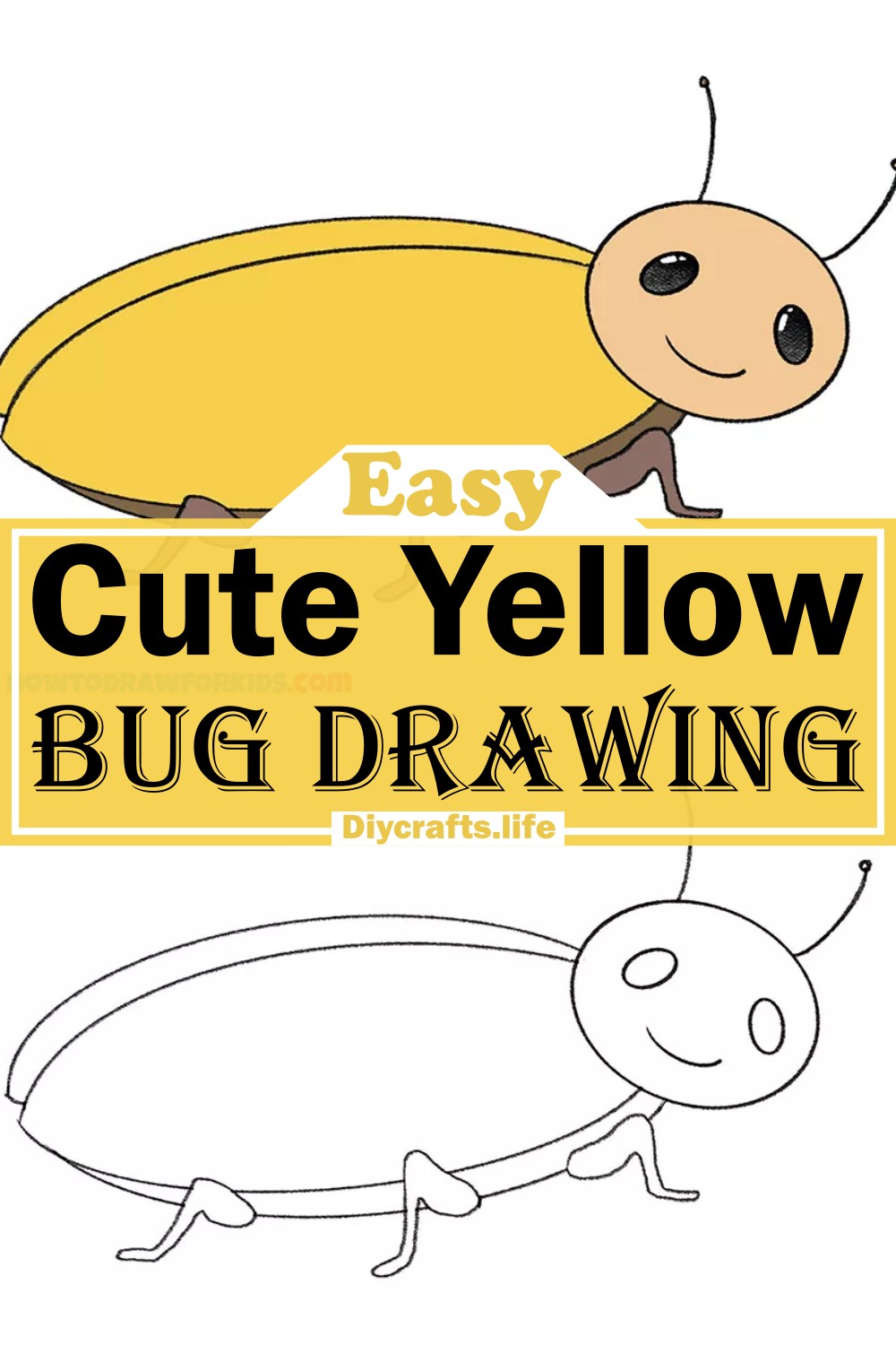 Cute Yellow Bug Drawing