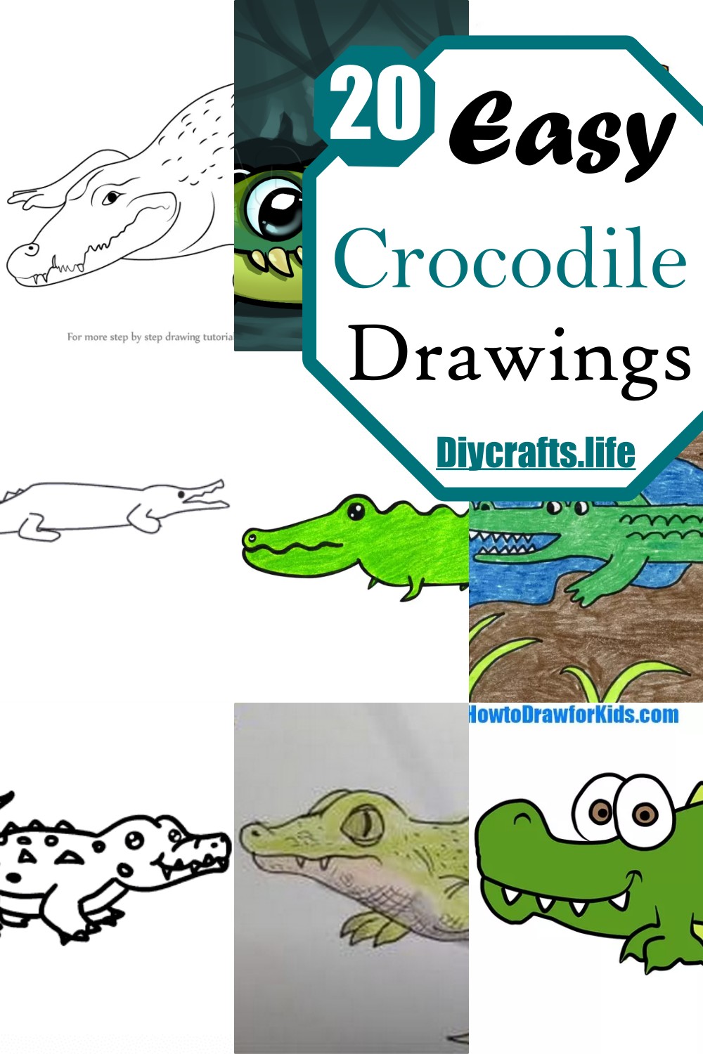 Easy Crocodile Drawings