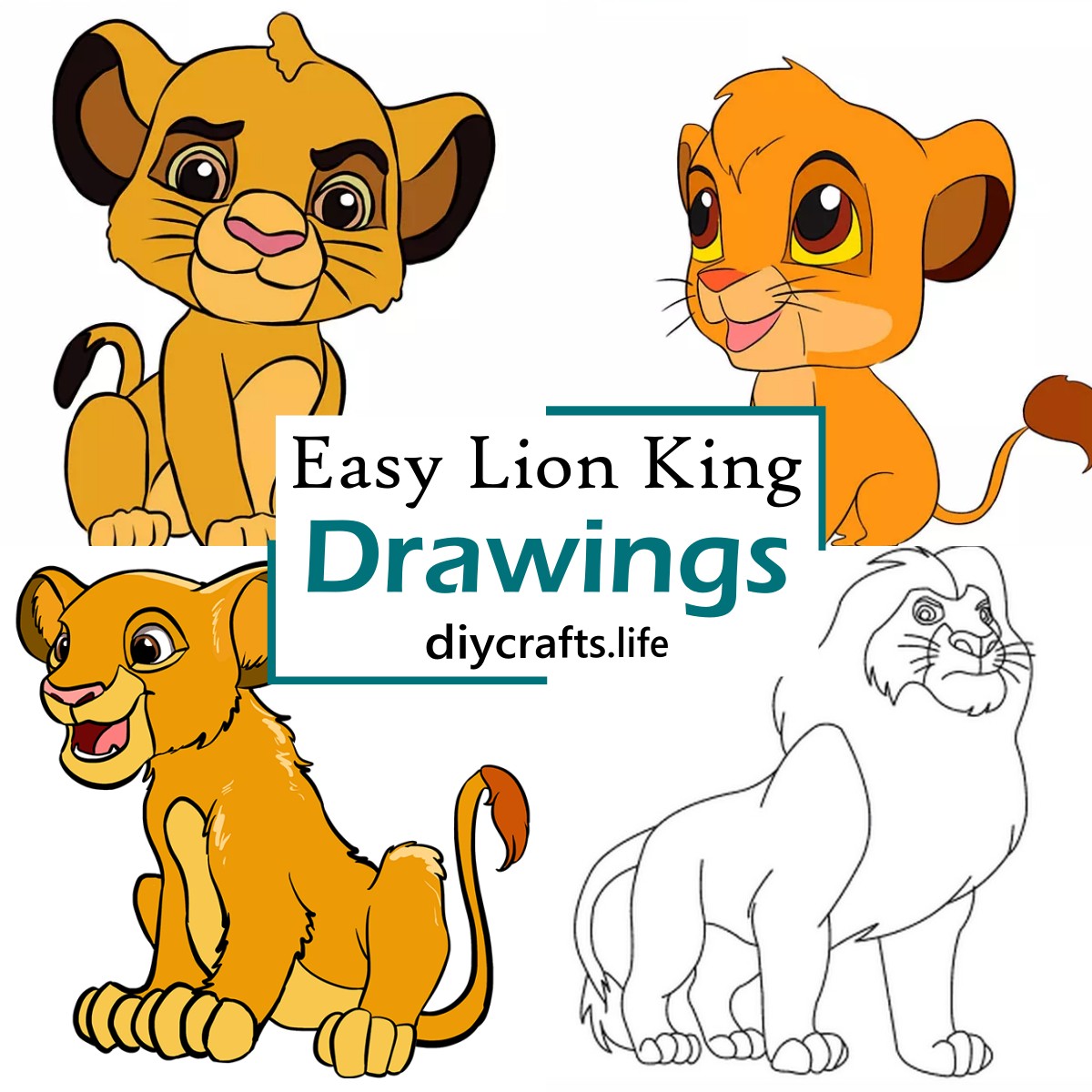 Lion King Simba Drawing Tutorial - How to draw Lion King Simba step by step
