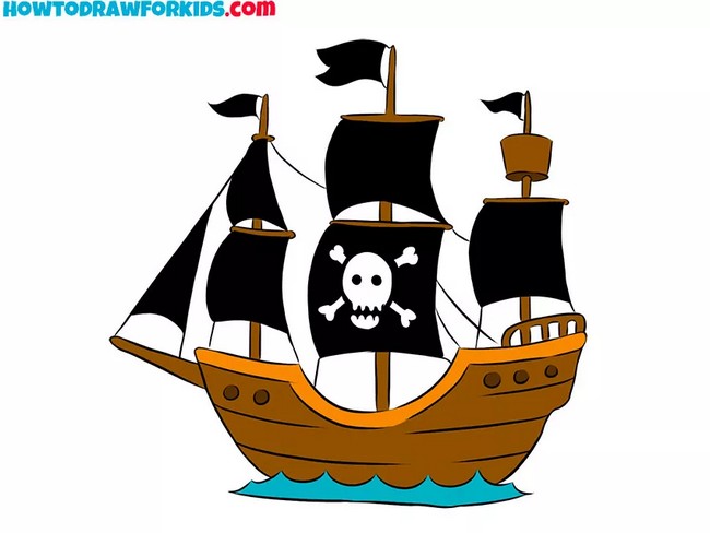 Easy Step-by-Step Pirate Ship Drawing
