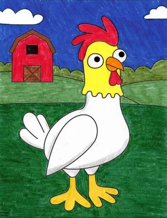 How To Draw A Cartoon Chicken