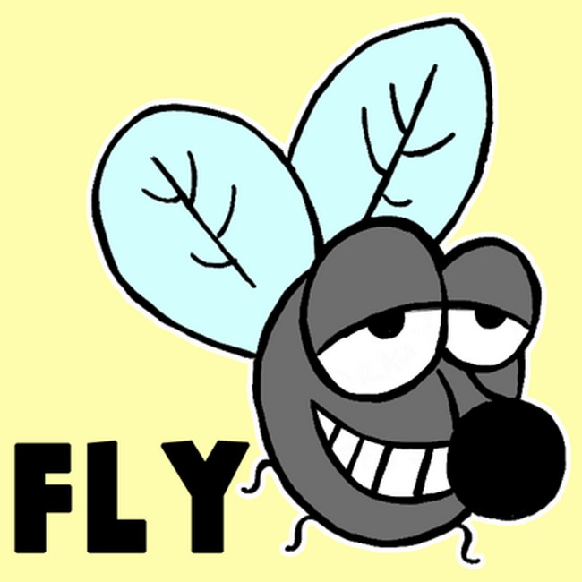 How To Draw A Cartoon Fly With Simple Shapes