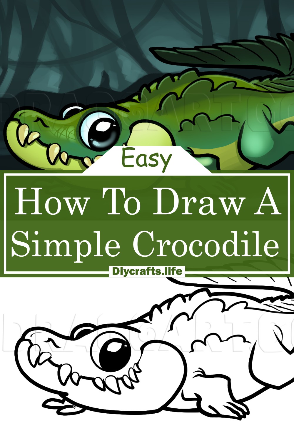 How To Draw A Simple Crocodile