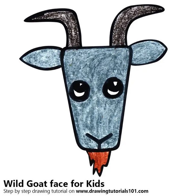 How To Draw A Wild Goat Face For Kids