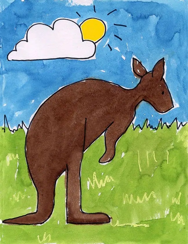 Kangaroo Drawing In Nine Steps