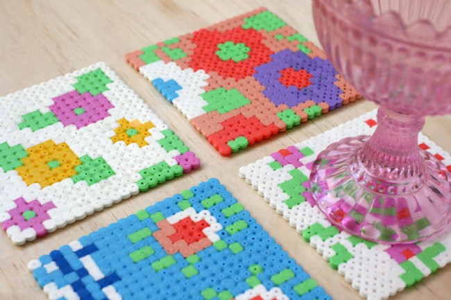 Make A Set Of Vintage Floral Hama Bead Coasters