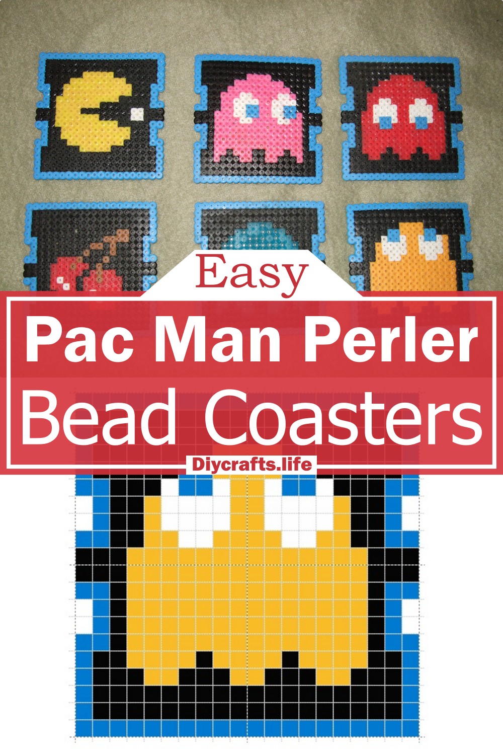 Pac-Man Perler Bead Coasters