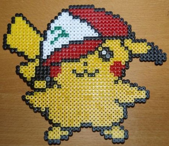 Pikachu with Ash’s Cap Perler Beads