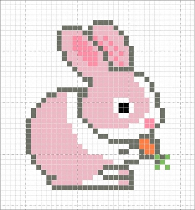 Pink Bunny Eating Carrot