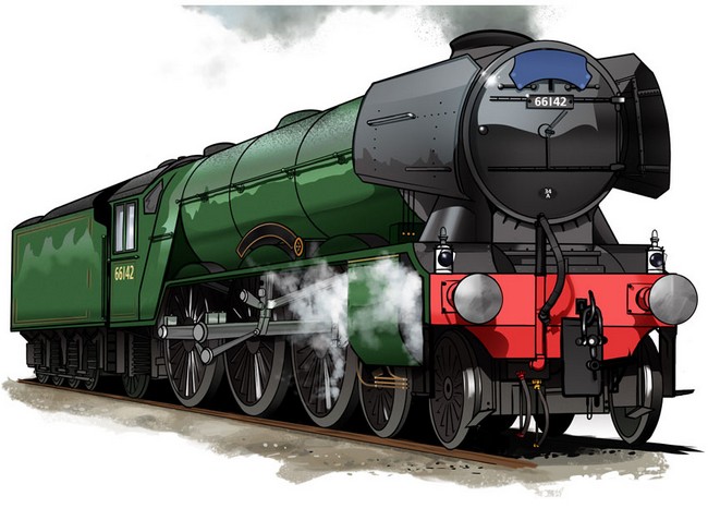 Realistic Steam Train Sketch