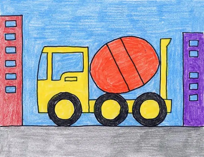 Simple Cement Truck Drawing