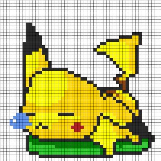 Sleepy Pikachu Perler Bead Pattern