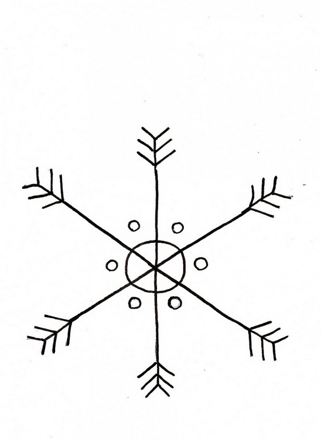 Snowflake with Circles Drawing