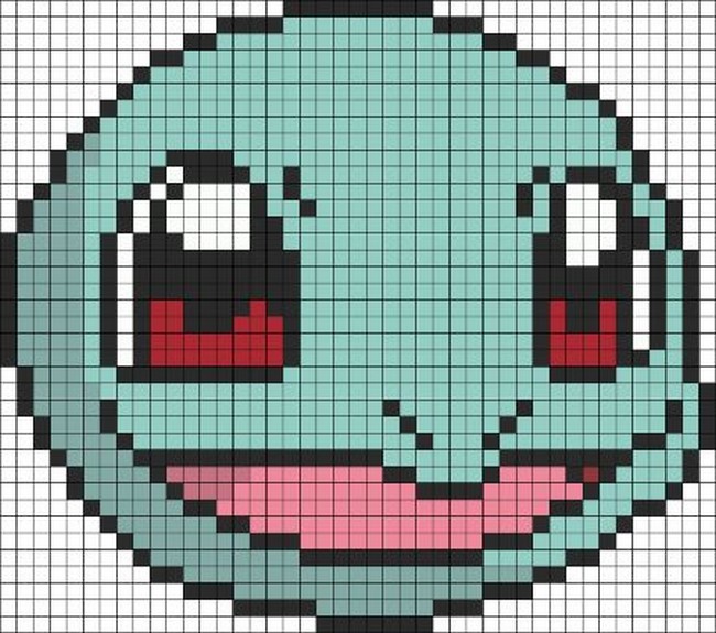 Squirtle Face Perler Bead Pattern