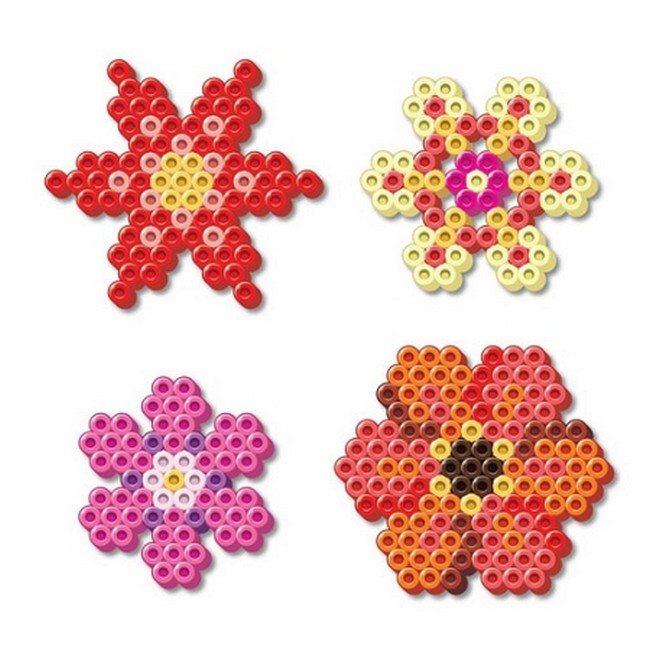 Flowers Perler Bead Design In Hexagon Shape