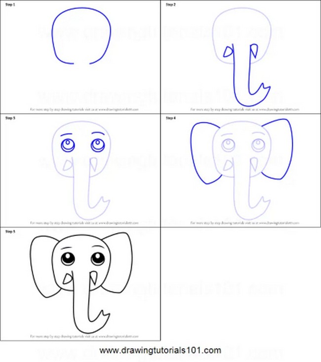 Adorable Elephant Face Drawing