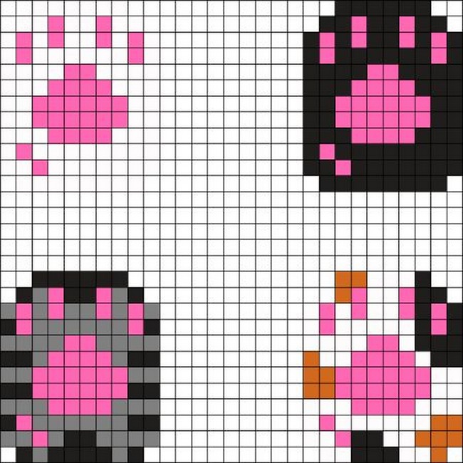 Cat Paw Perler Beads Pattern