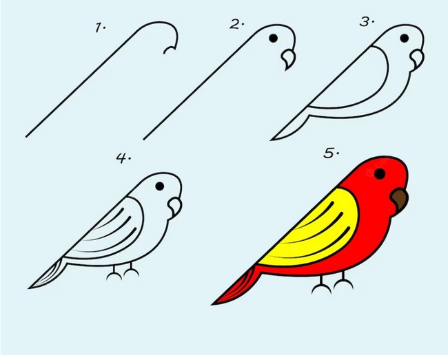 How To Draw Birds For Kids, Step by Step, Drawing Guide, by Dawn - DragoArt