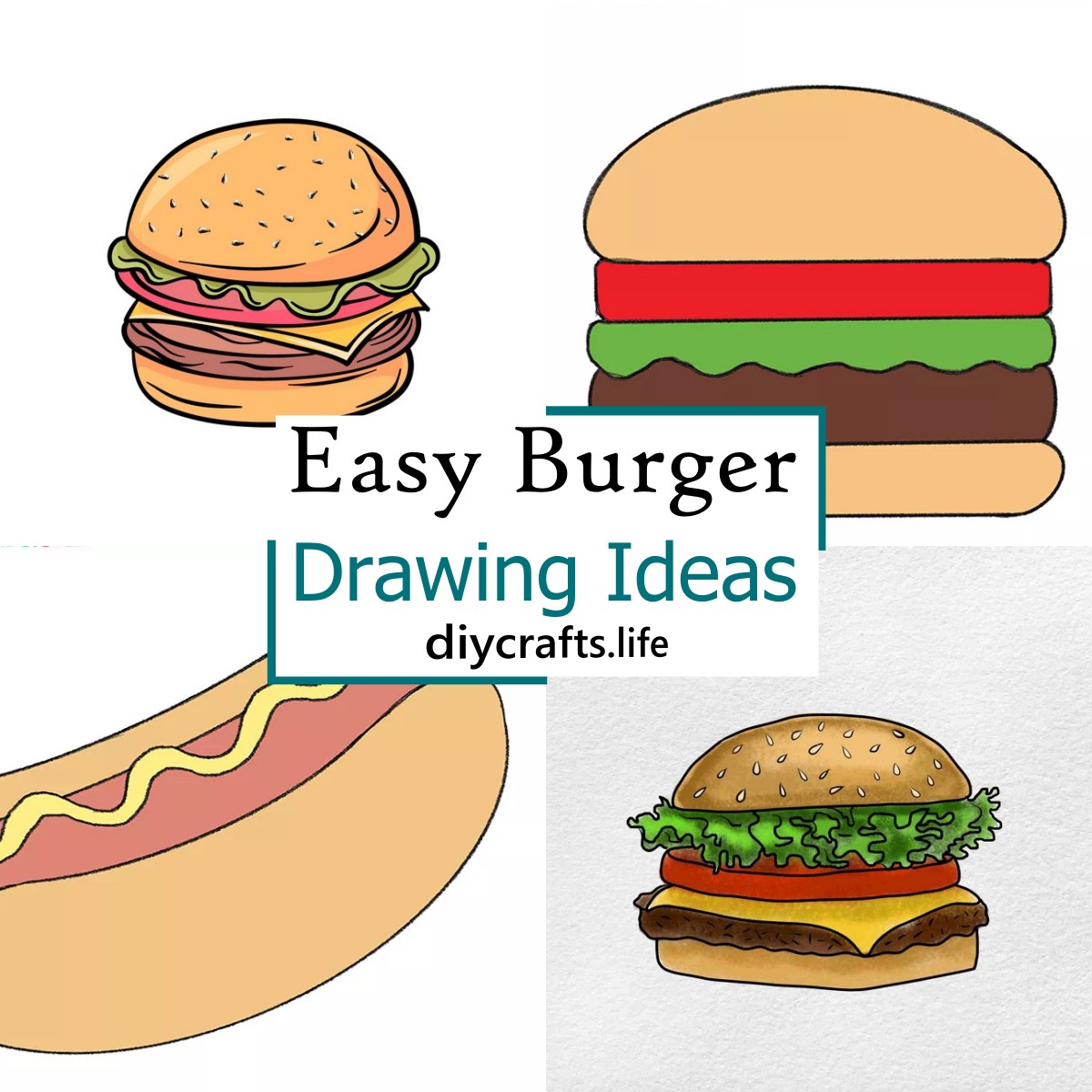Easy Burger Drawings Ideas 1