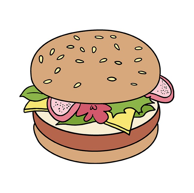 Easy How To Draw A Burger