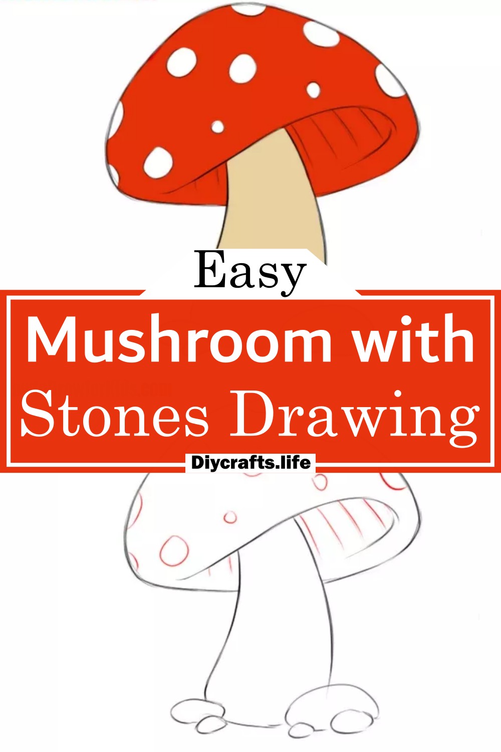 Mushroom with Stones Drawing