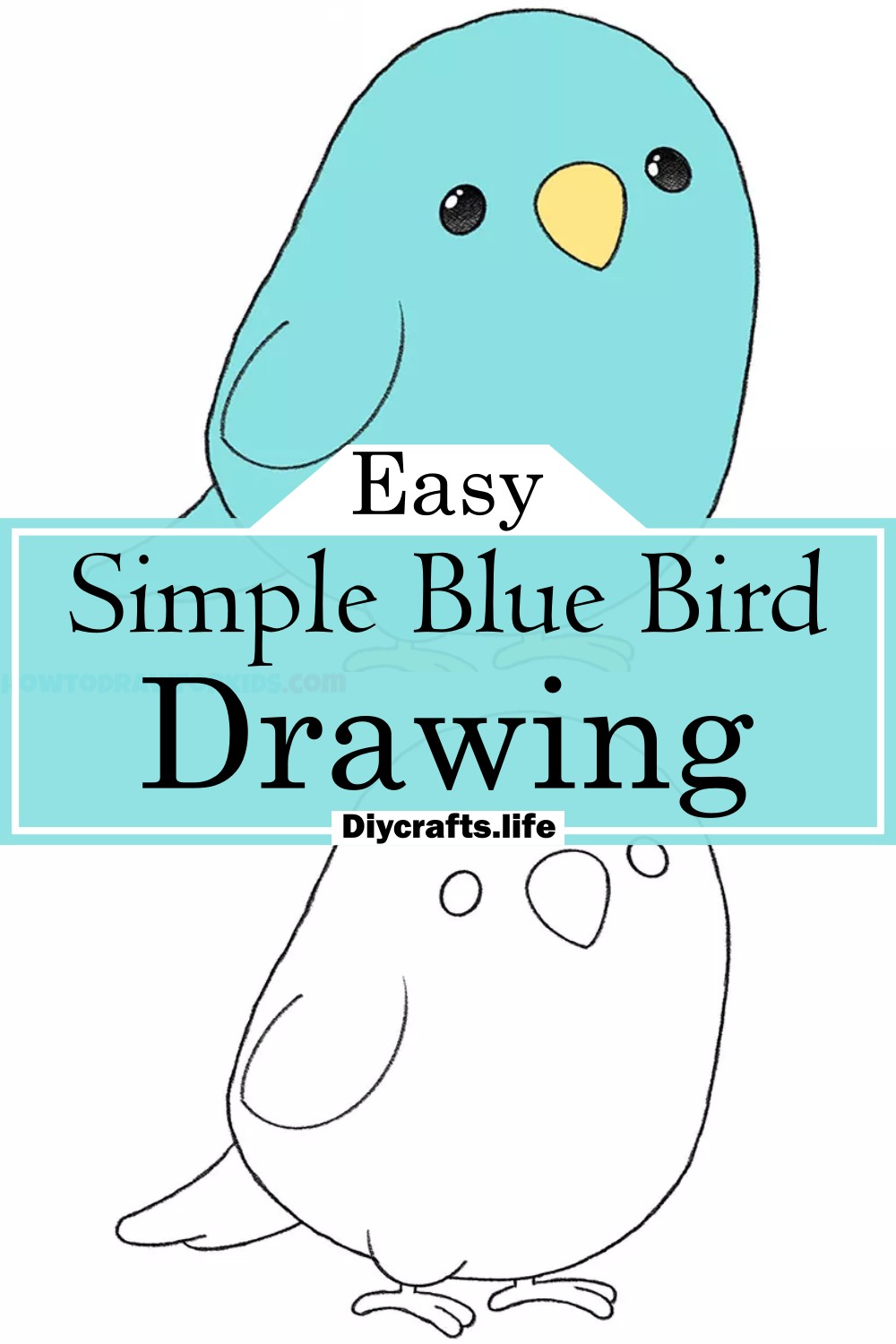 Simple Blue Bird Drawing
