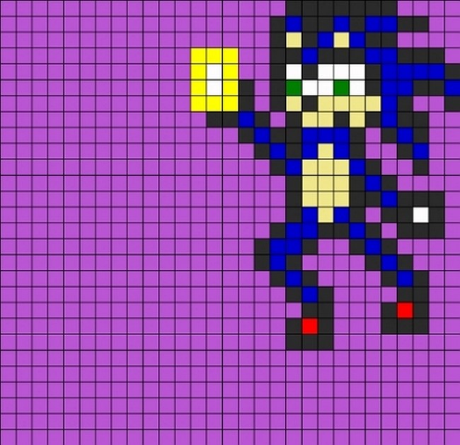Sonic With A Ring Perler Bead Pattern