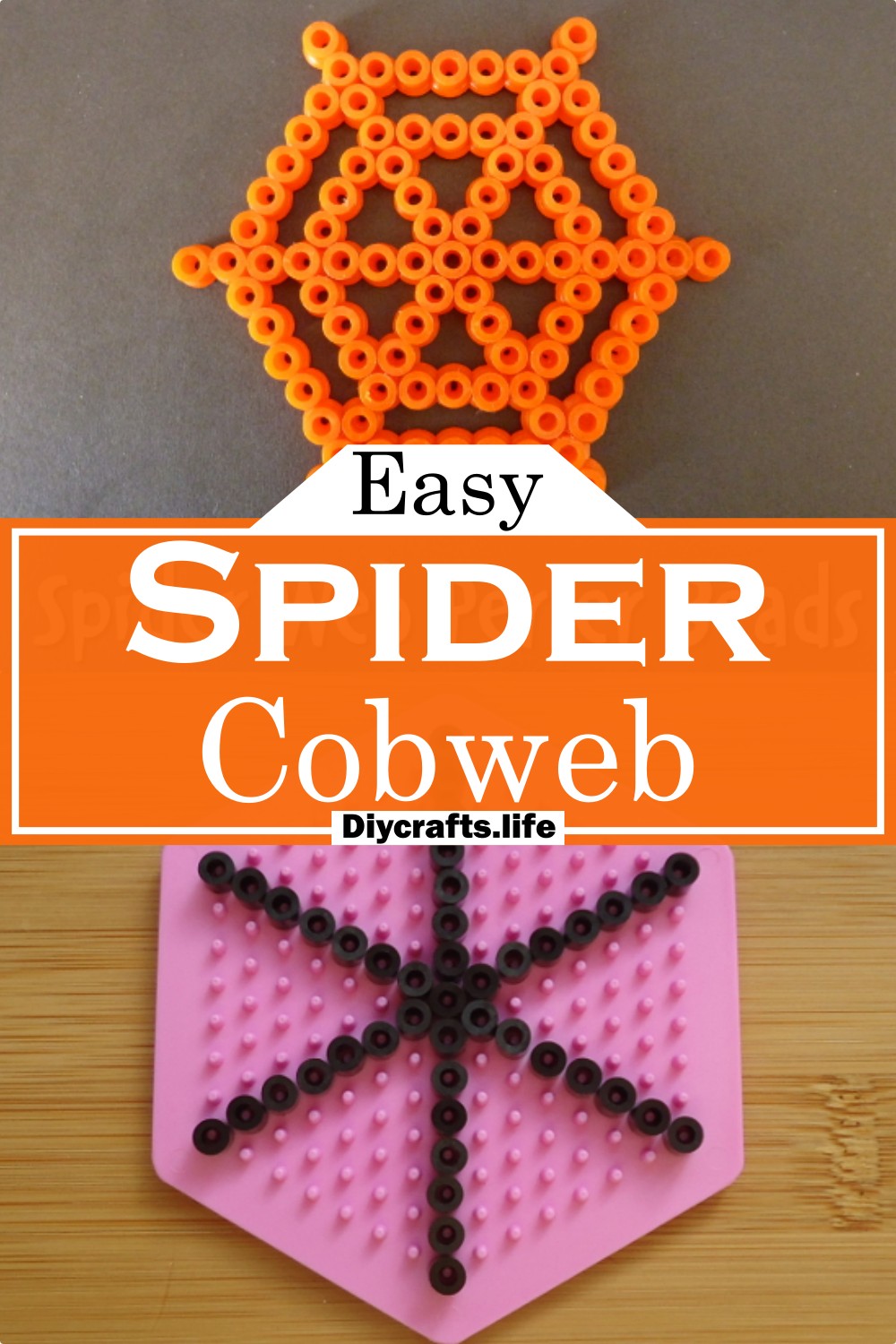 Spider Cobweb Hexagon Perler Beads