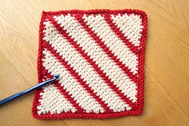 Candy Cane Crochet Square